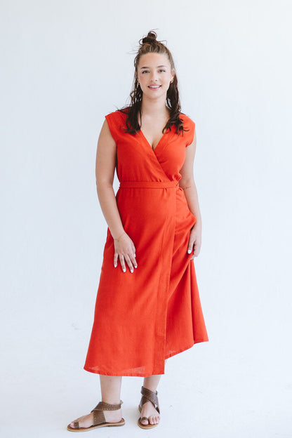 Lila Reversible Wrap Dress Orange