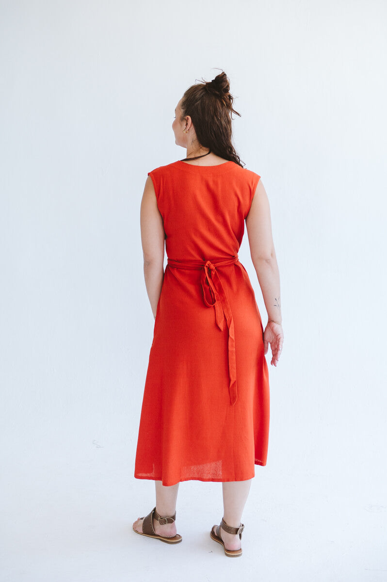 Lila Reversible Wrap Dress Orange