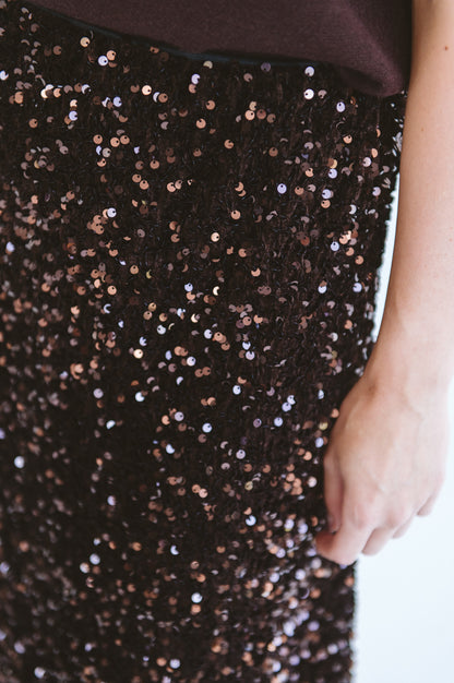 Sequin Skirt Chocolate
