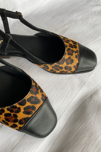 Colette Slingback Leopard Black Leather