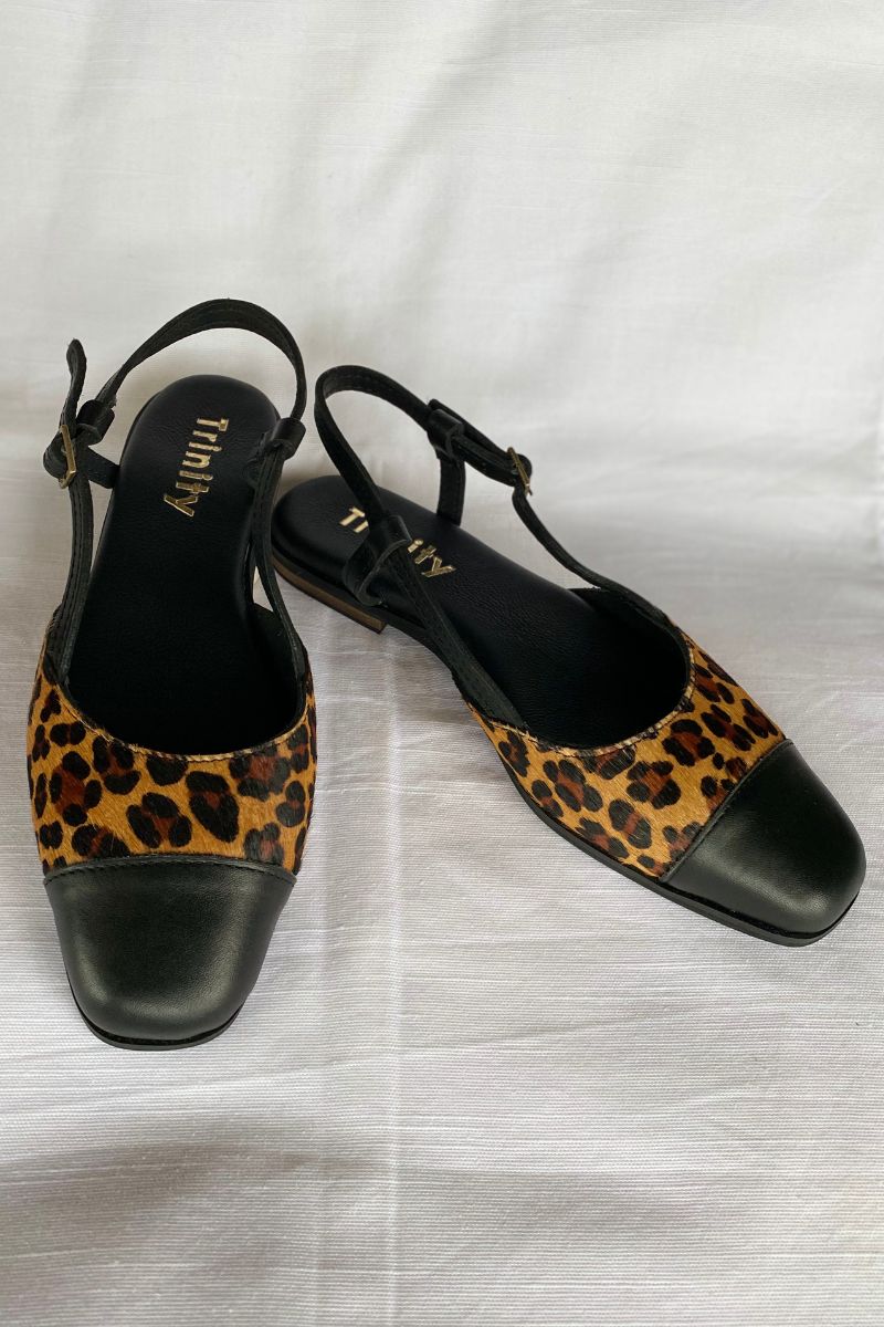 Colette Slingback Leopard Black Leather