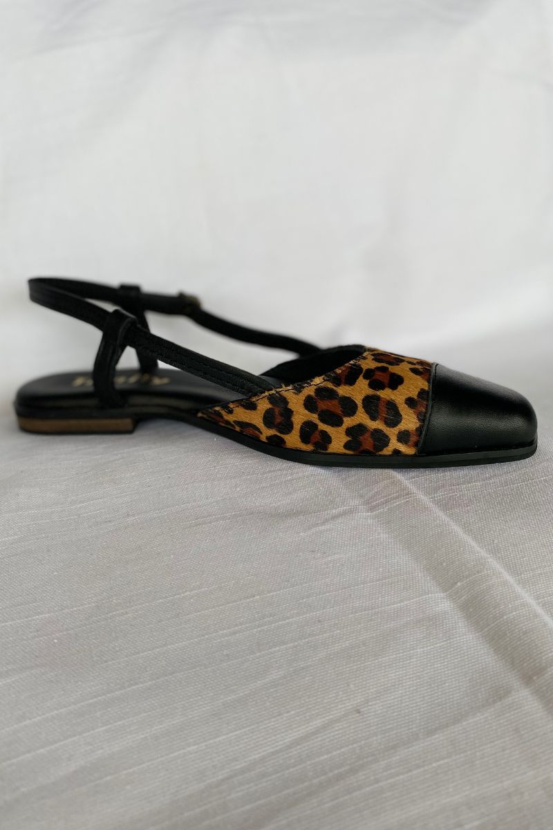 Colette Slingback Leopard Black Leather