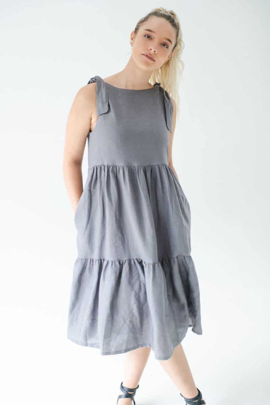 Sweetpea Grey Linen Dress