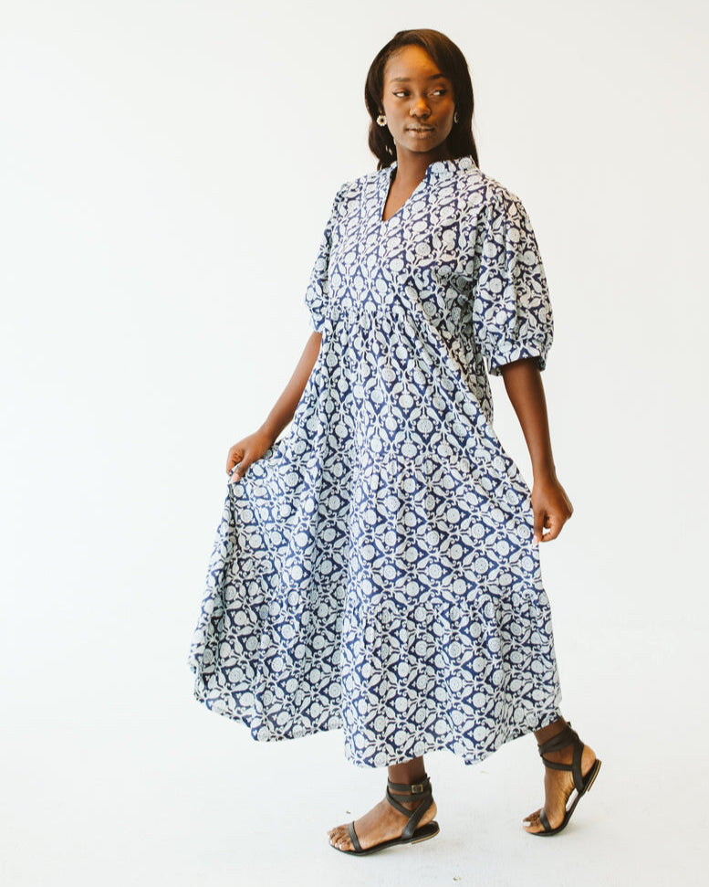Pia Blue India Print Dress