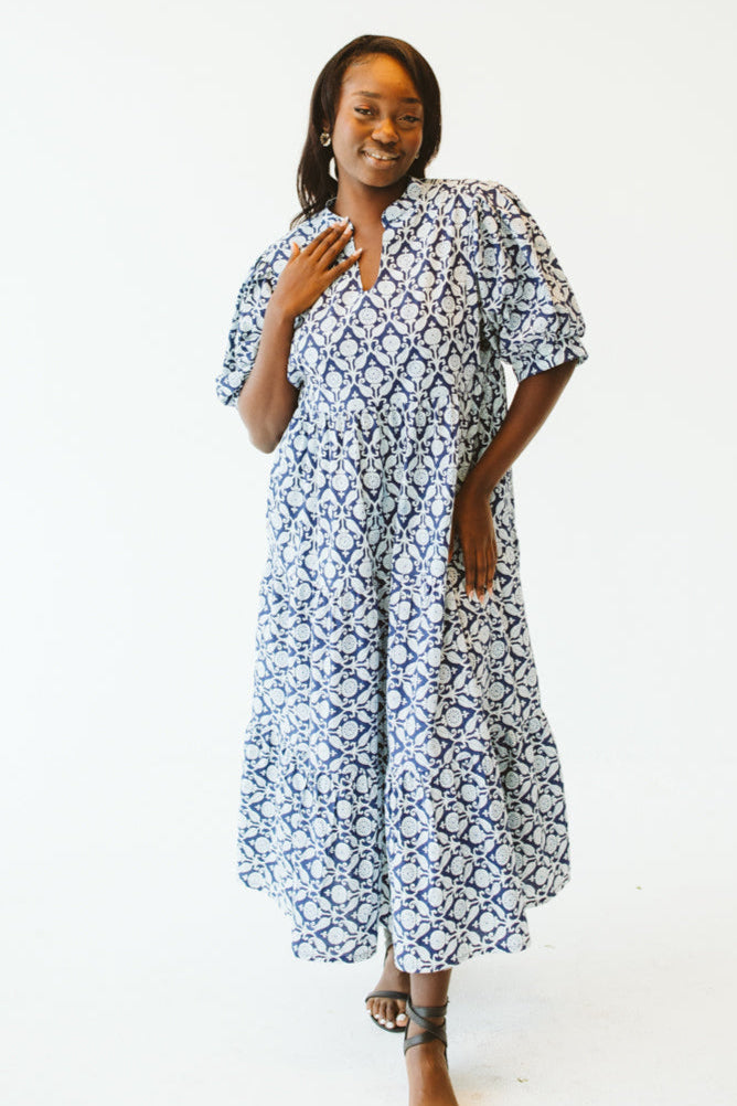 Pia Blue India Print Dress