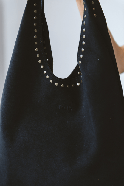Casey Suede Bag Black with Studs