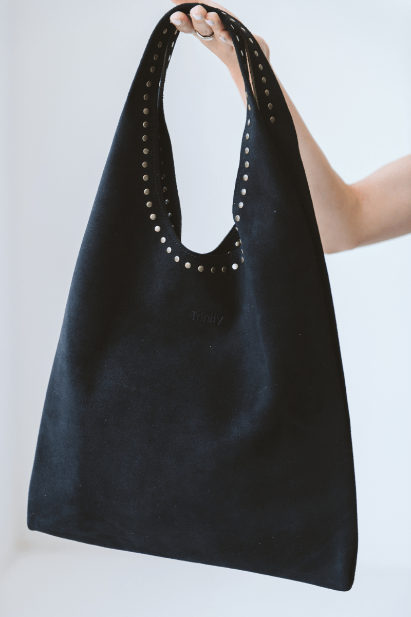 Casey Suede Bag Black with Studs