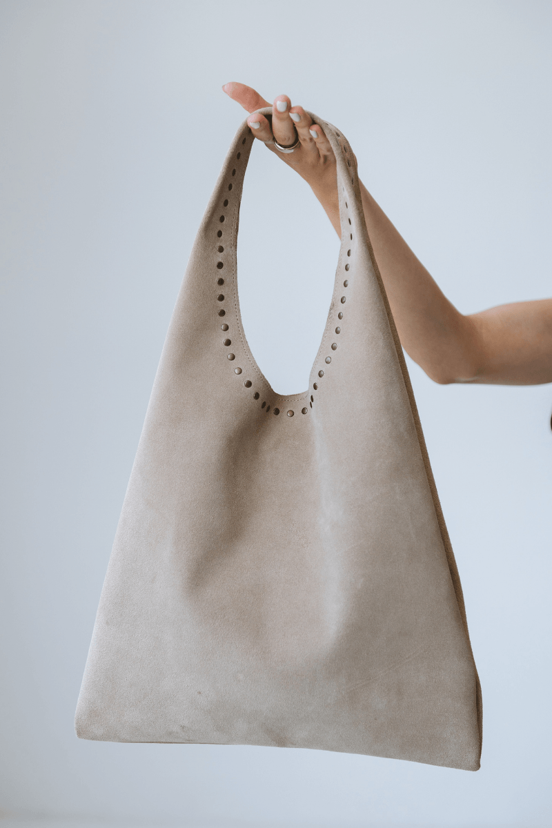 Casey Suede Bag Nude with Studs
