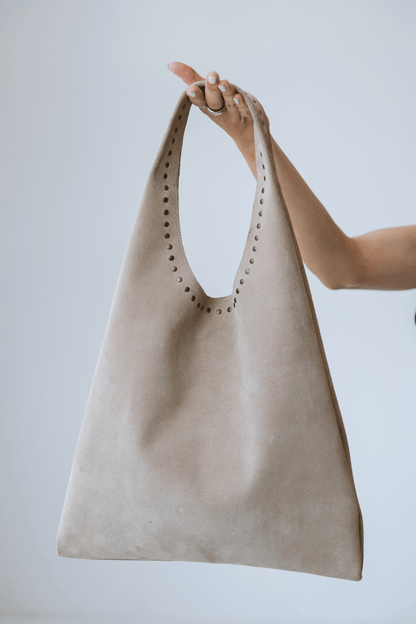 Casey Suede Bag Nude with Studs