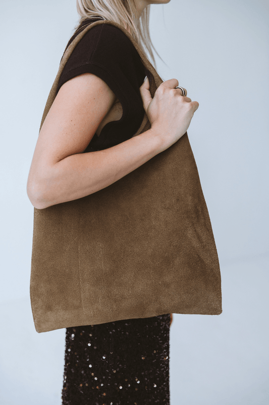 Casey Suede Bag Tan with Studs