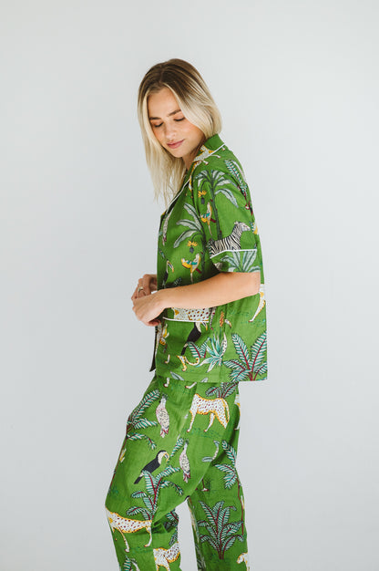 PJ Summer Long Green Leopard