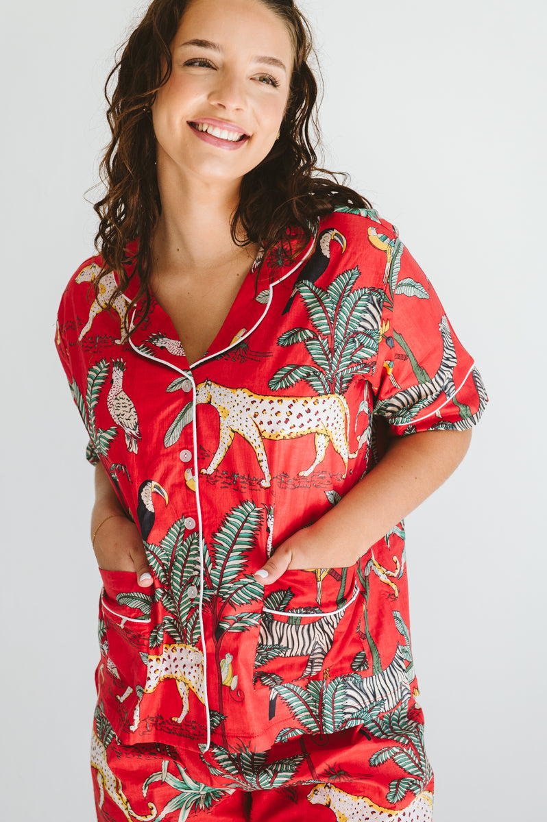 PJ Summer Long Red Leopard