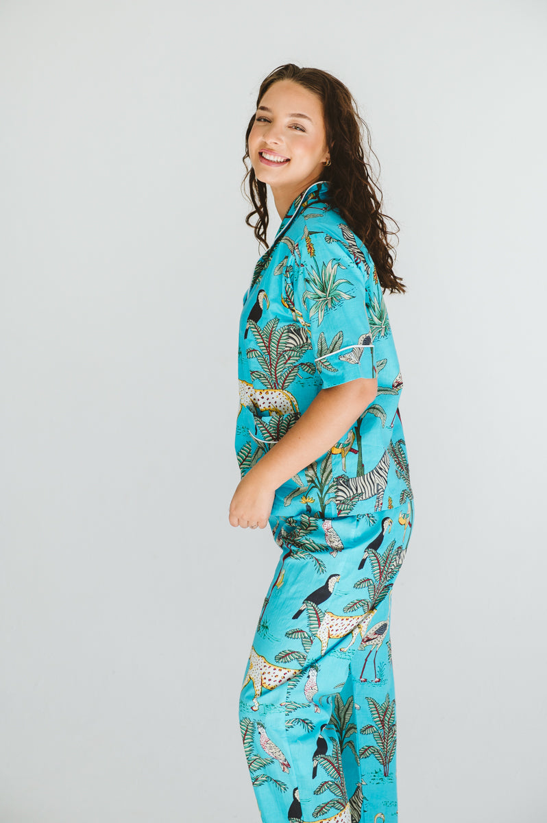 PJ Summer Long Turquoise Leopard