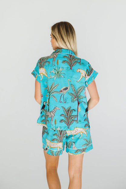 PJ Short Turquoise Leopard