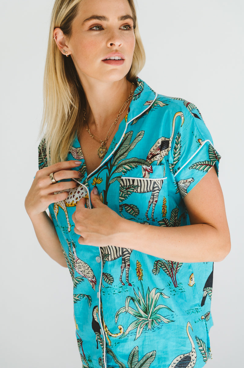 PJ Short Turquoise Leopard