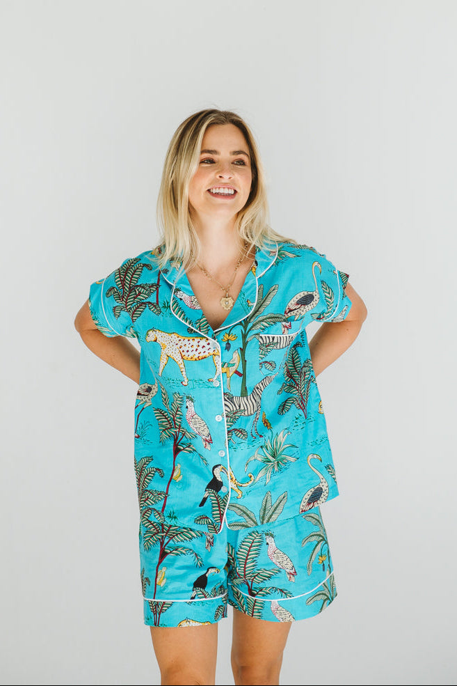 PJ Short Turquoise Leopard