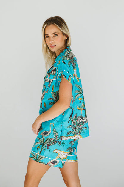 PJ Short Turquoise Leopard