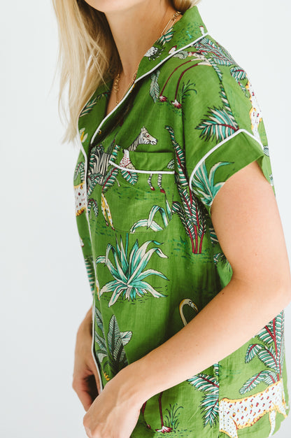 PJ Short Green Leopard