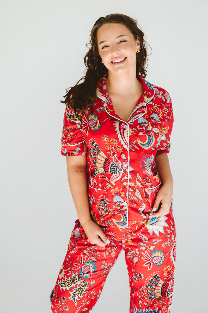 PJ Summer Long Red Floral