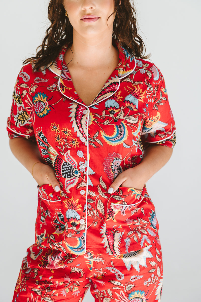 PJ Summer Long Red Floral
