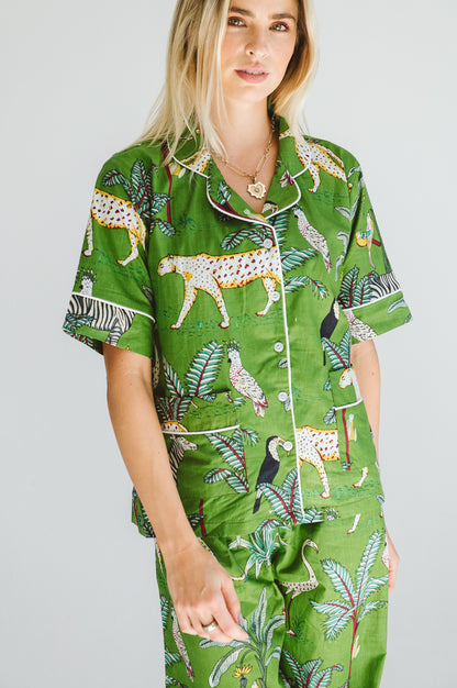 PJ Summer Long Green Leopard