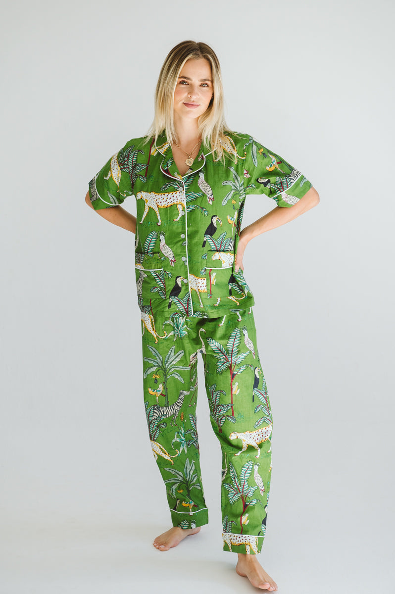 PJ Summer Long Green Leopard