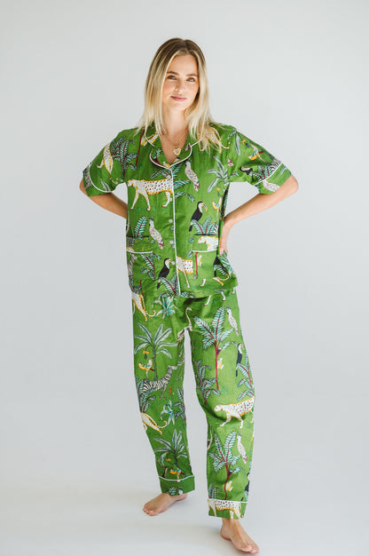 PJ Summer Long Green Leopard