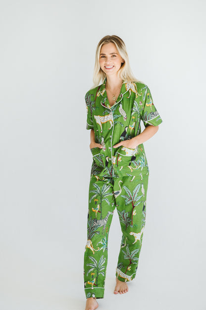 PJ Summer Long Green Leopard