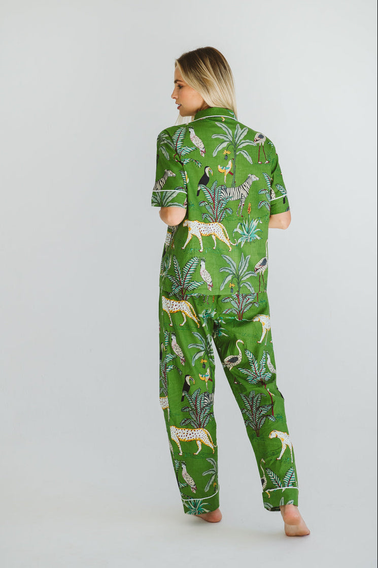 PJ Summer Long Green Leopard