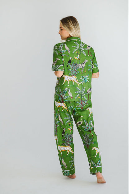 PJ Summer Long Green Leopard