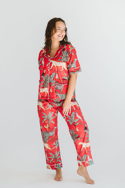 PJ Summer Long Red Leopard