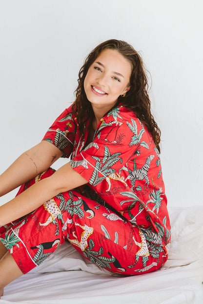 PJ Summer Long Red Leopard