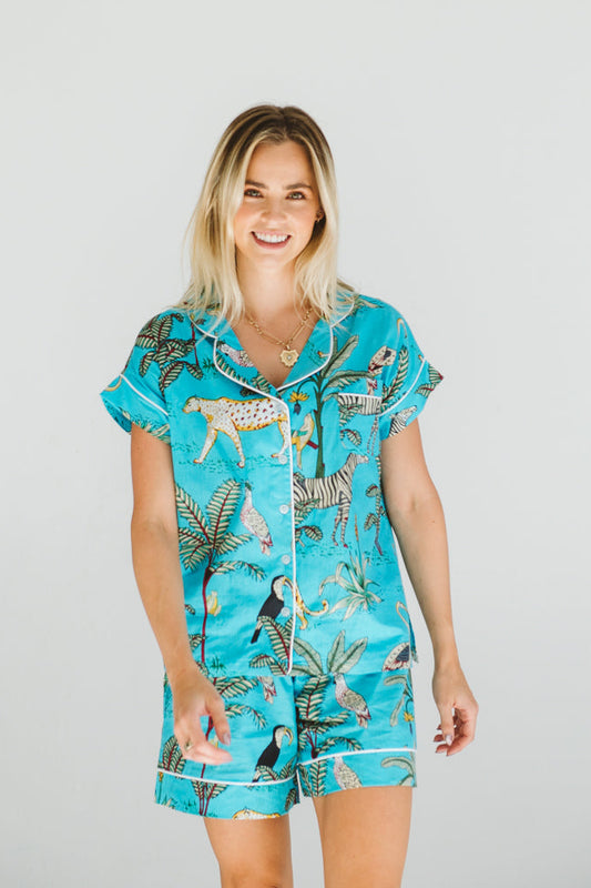 PJ Short Turquoise Leopard