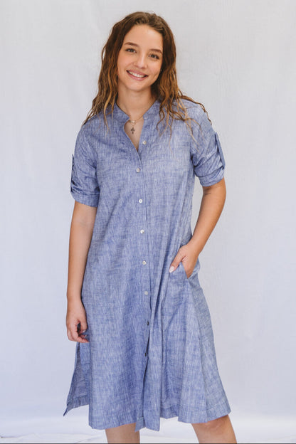 Maggie Blue Shirt Dress