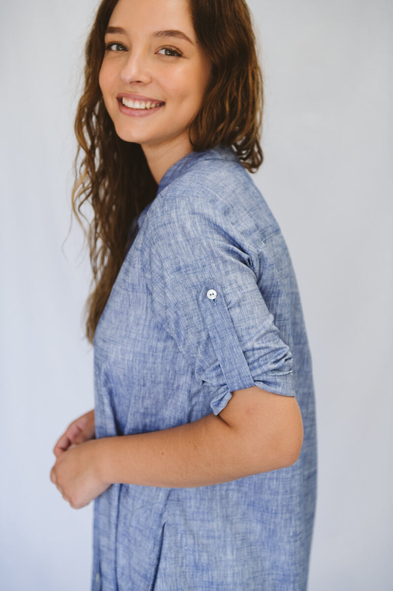 Maggie Blue Shirt Dress
