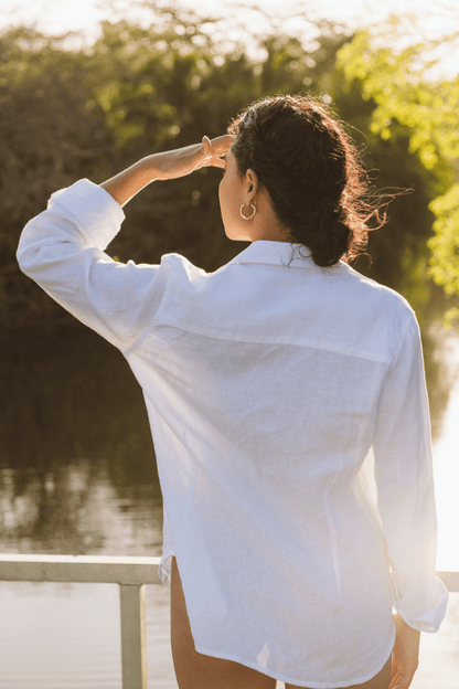 Iris Long Sleeve White Linen Shirt