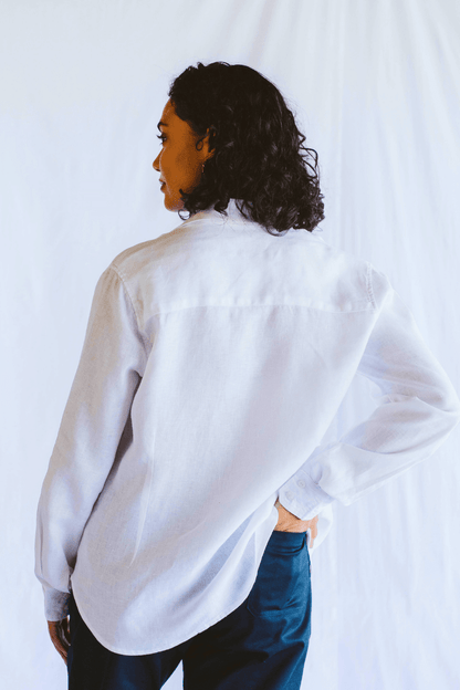 Iris Long Sleeve White Linen Shirt
