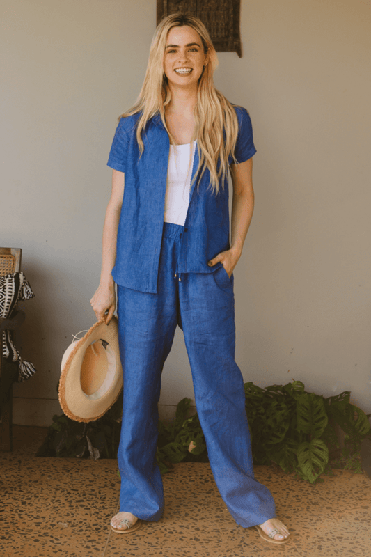 Ivy Linen Trouser Blue