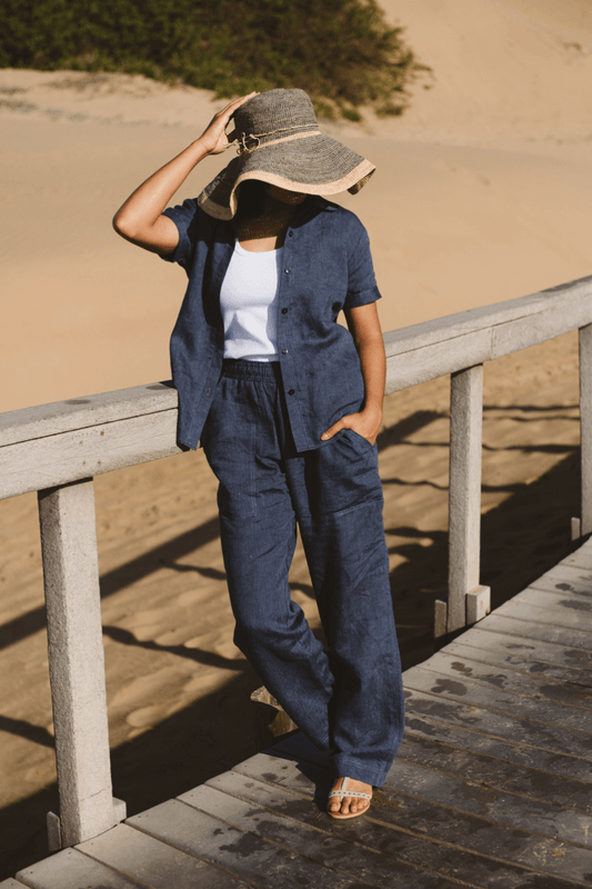 Ivy Linen Trouser Navy