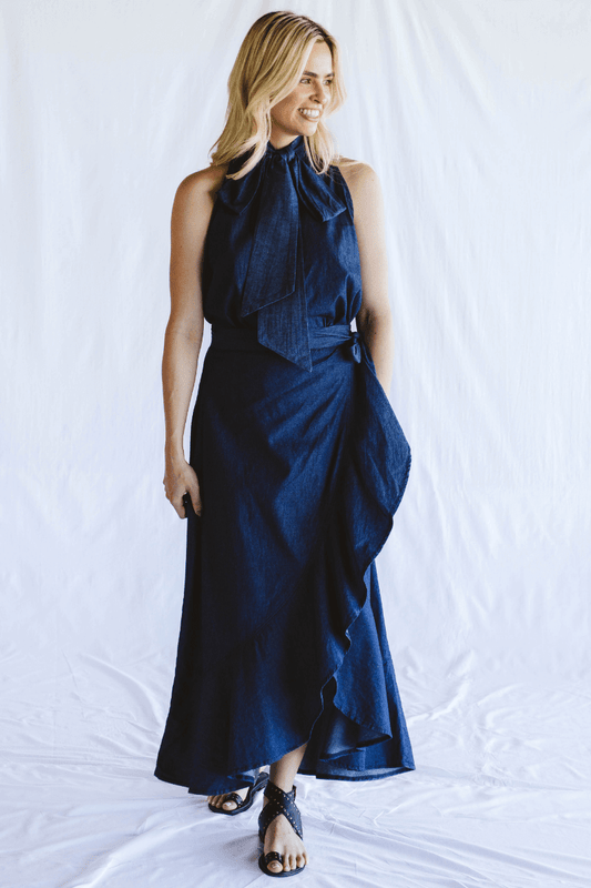 Vergara Wrap Skirt Denim
