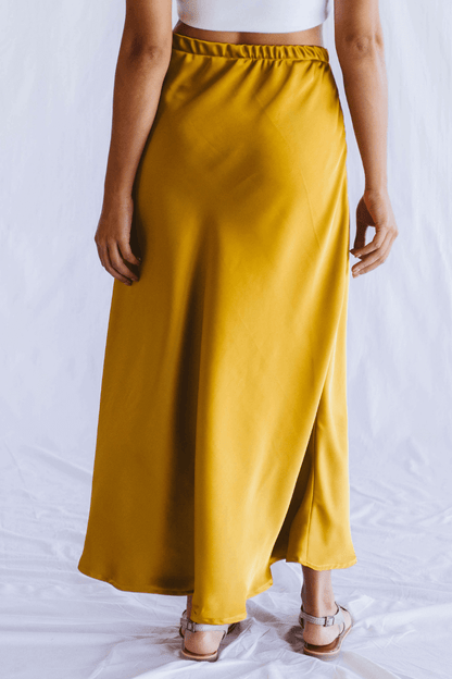 Satin Skirt Mustard