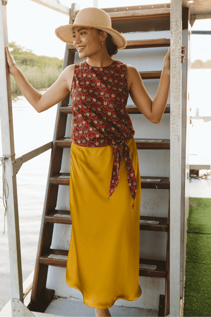 Satin Skirt Mustard
