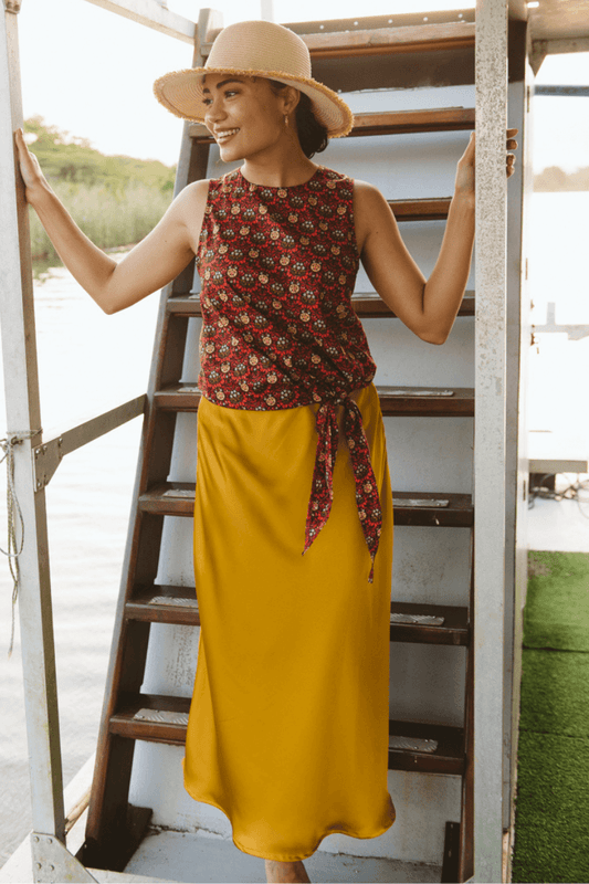 Satin Skirt Mustard