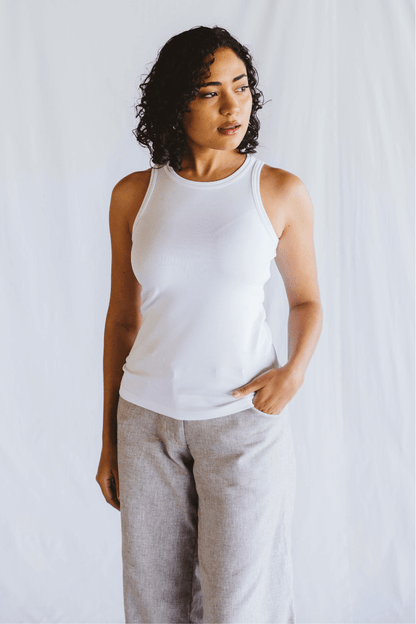Vest White High Neck
