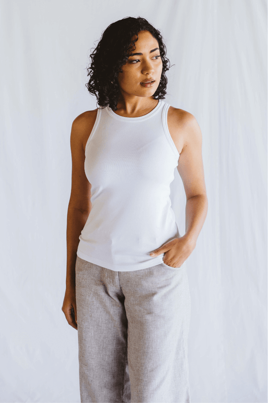 Vest White High Neck