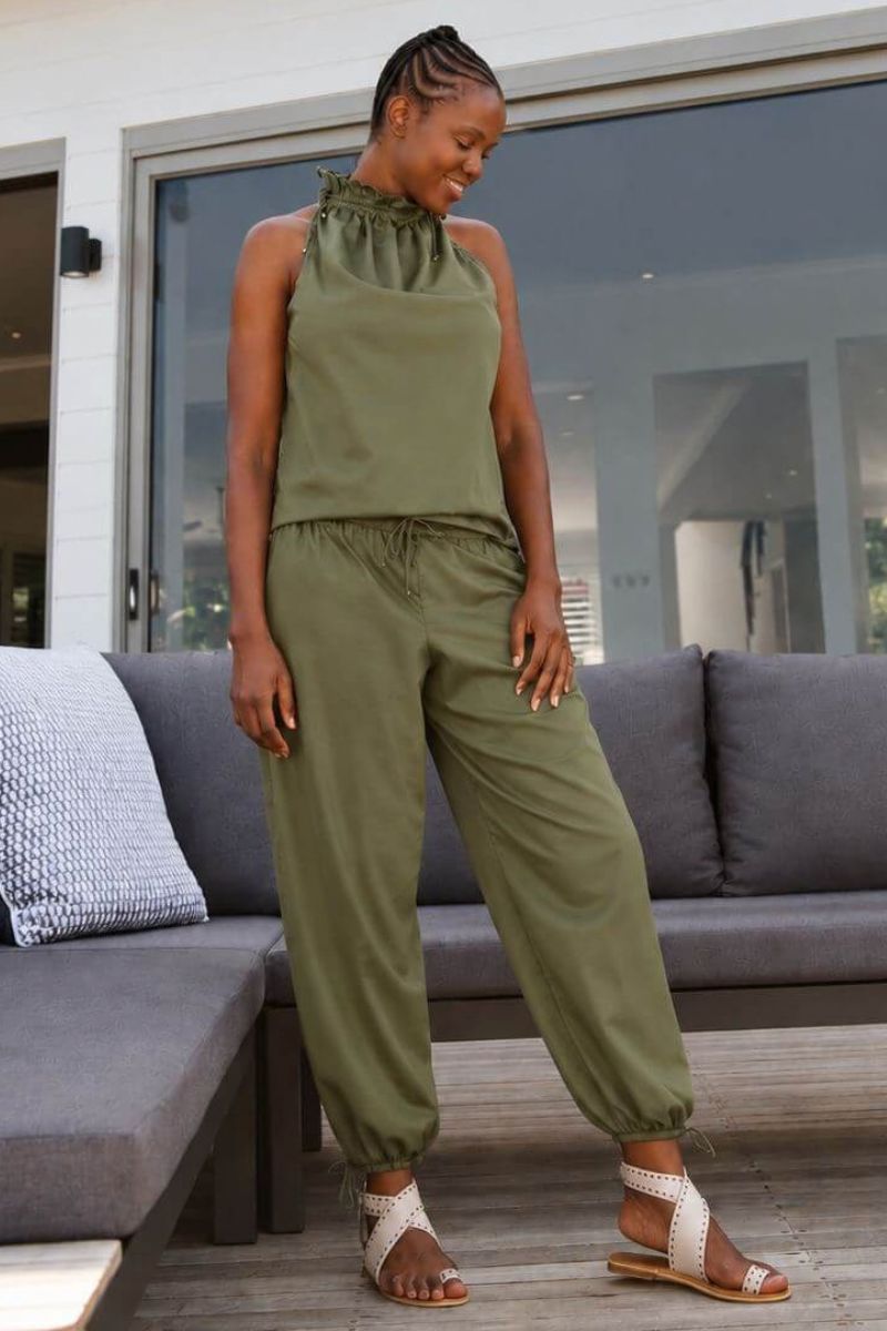 Bella Balloon Trouser in Olive