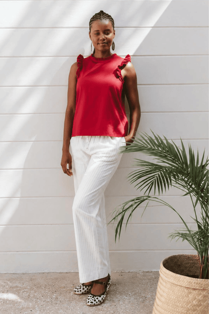 Kenna Pinstripe Trouser Ivory