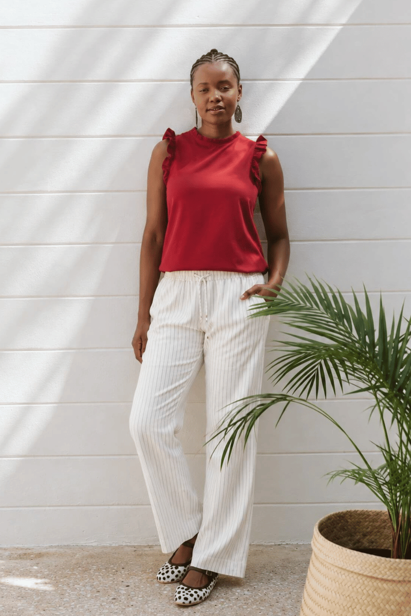 Kenna Pinstripe Trouser Ivory