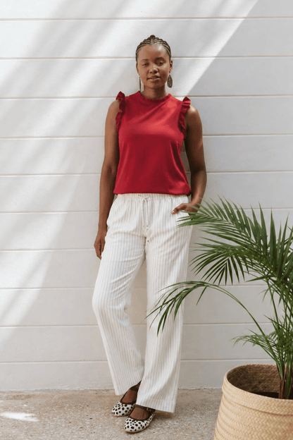 Kenna Pinstripe Trouser Ivory