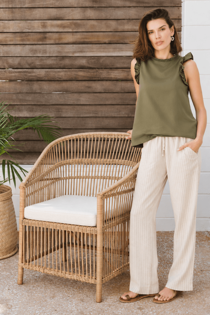 Kenna Pinstripe Trouser Natural